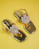 Aurelia Golden Flat Sandal for women