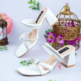 Jemma White Block Heel for women
