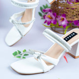 Jemma White Block Heel for women