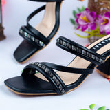 Rhea Black Block Heel for women
