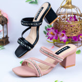 Rhea Black Block Heel for women