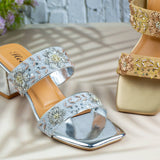 Rosemary Golden Zardosi Heels for women