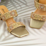 Rosemary Golden Zardosi Heels for women