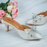 Erica Cream Closed Toe Pencil Heel for women