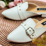 Amaya White Closed Toe Semi Heel for women