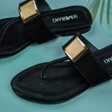 Vivian Black Flat Sandal for women