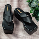 Ava Black Wedge heel for women