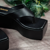 Ava Black Wedge heel for women