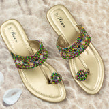 Kavya Green Semi heel Sandal for women