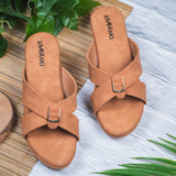 Saveria Mustard Brown  Wedge heel for women