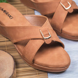 Saveria Mustard Brown  Wedge heel for women