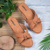 Saveria Mustard Brown  Wedge heel for women