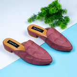 Edith Maroon Closed Toe Semi Heel for women