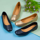 Winter Golden Closed Toe Flat Pump for women