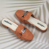 Sienna Mustard Brown Closed Toe Heels for women