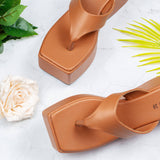 Ava Mustard Brown Wedge heel for women