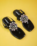 Aurelia Black Flat Sandal for women