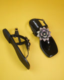 Aurelia Black Flat Sandal for women