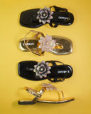 Aurelia Black Flat Sandal for women