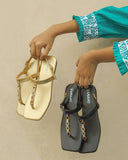Astrid Black Flat Sandal for women