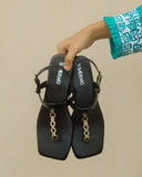 Astrid  Black Flat Sandal for women