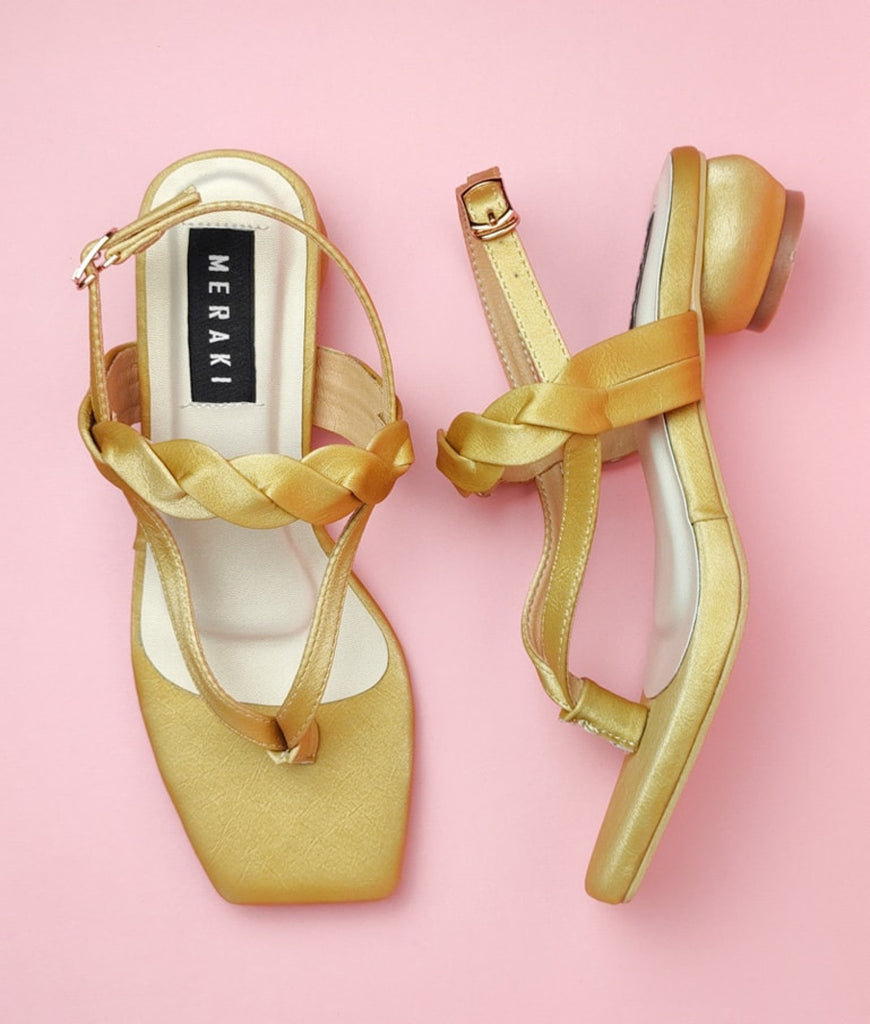 Enid Mustard Gold Semi heel Sandal for women
