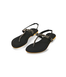Quinn Black- Flat sandals for women