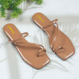 Paola Caramel Flat Sandal for women