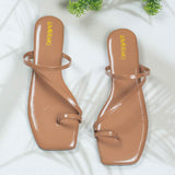 Paola Caramel Flat Sandal for women