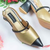 Paige Golden Closed Toe Block heel for women
