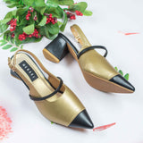 Paige Golden Closed Toe Block heel for women
