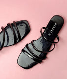Ellora Black Flat Sandal for women