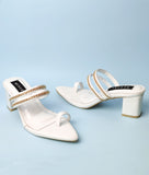Aaliyah White Embellished heel for women