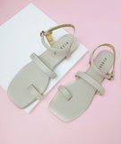 Valentina Cream Flat Sandal for women
