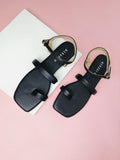 Valentina Black Flat Sandal for women