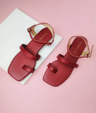 Valentina Maroon Flat Sandal for women