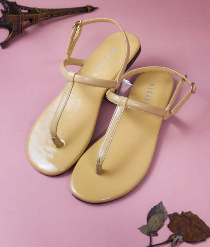 Kiara  Nude- Flat sandals for women